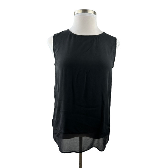 Eileen Fisher 100% Silk Round Neck Tunic Tank Large Sleeveless Top Sheer Hem - Picture 8 of 8
